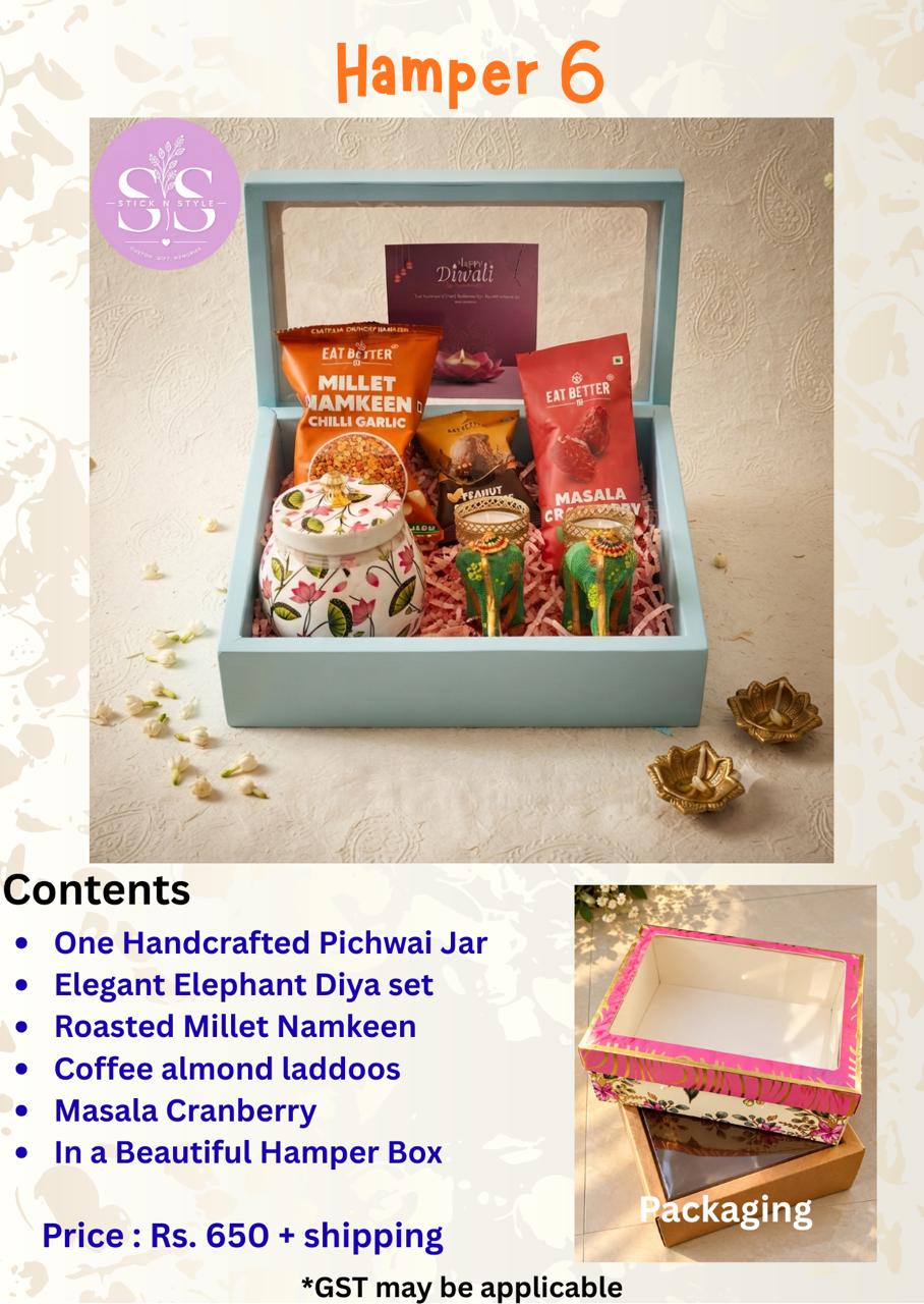 Pichwai Jar & Elephant Diya Diwali Hamper
