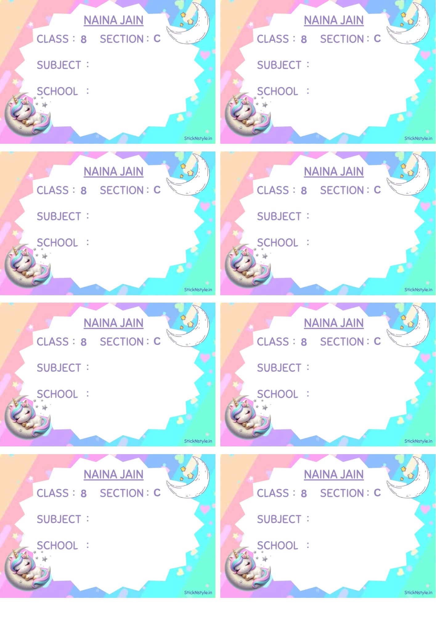 Personalised Book Labels (Set of 20)