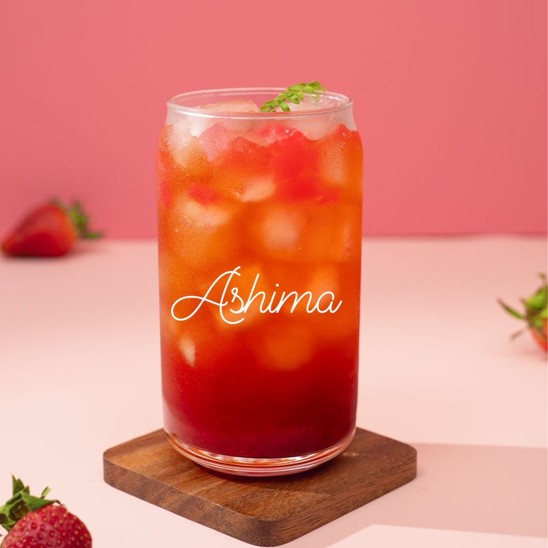 Personalised Glass Tumblers with wooden Lid and straw