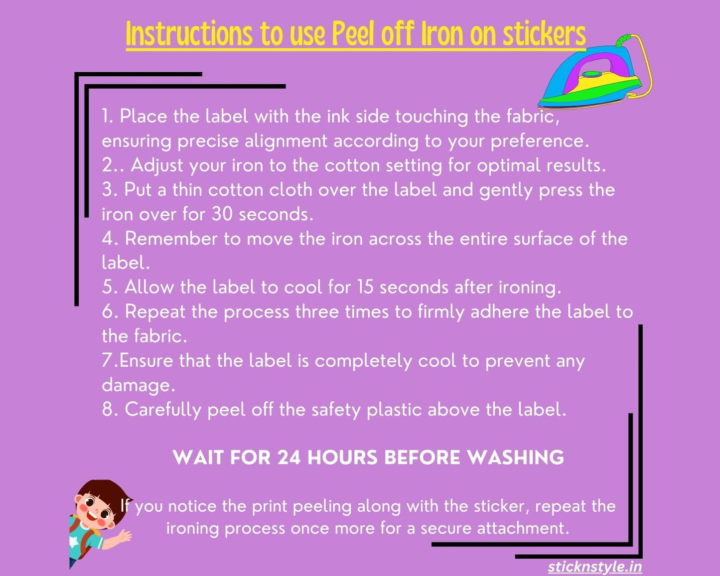 Peel off Iron on Labels- Cloth Labels(Set of 32)