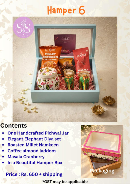 Pichwai Jar & Elephant Diya Diwali Hamper