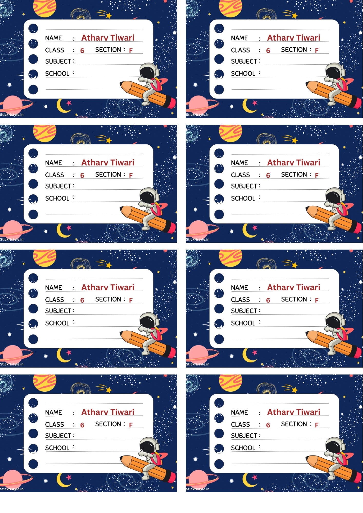 Personalised Book Labels (Set of 20)